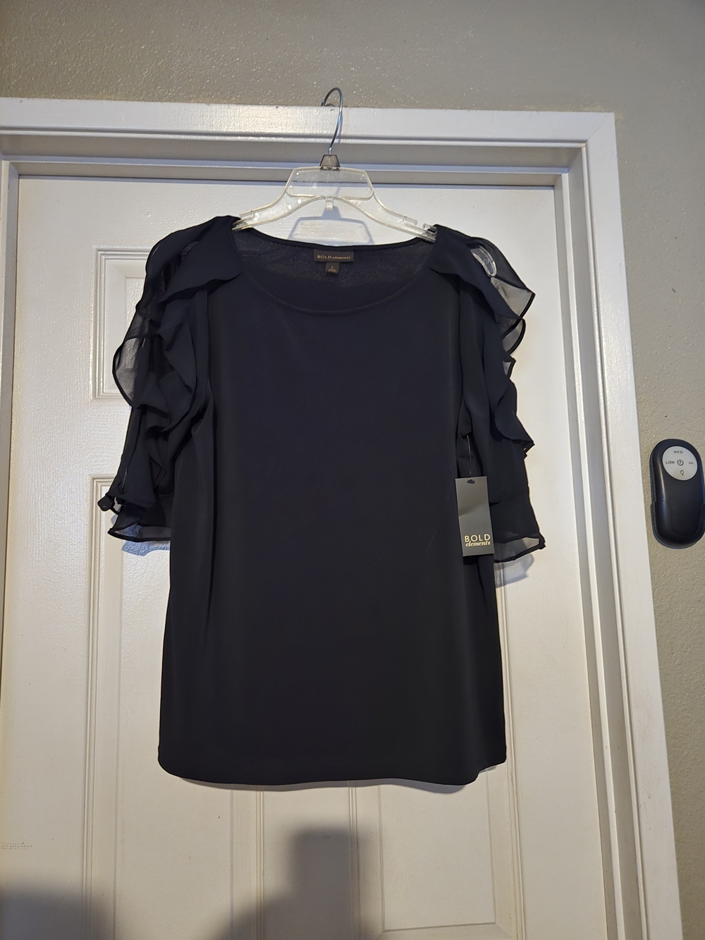 Women's Ruffle Sleeve Blouse - Navy